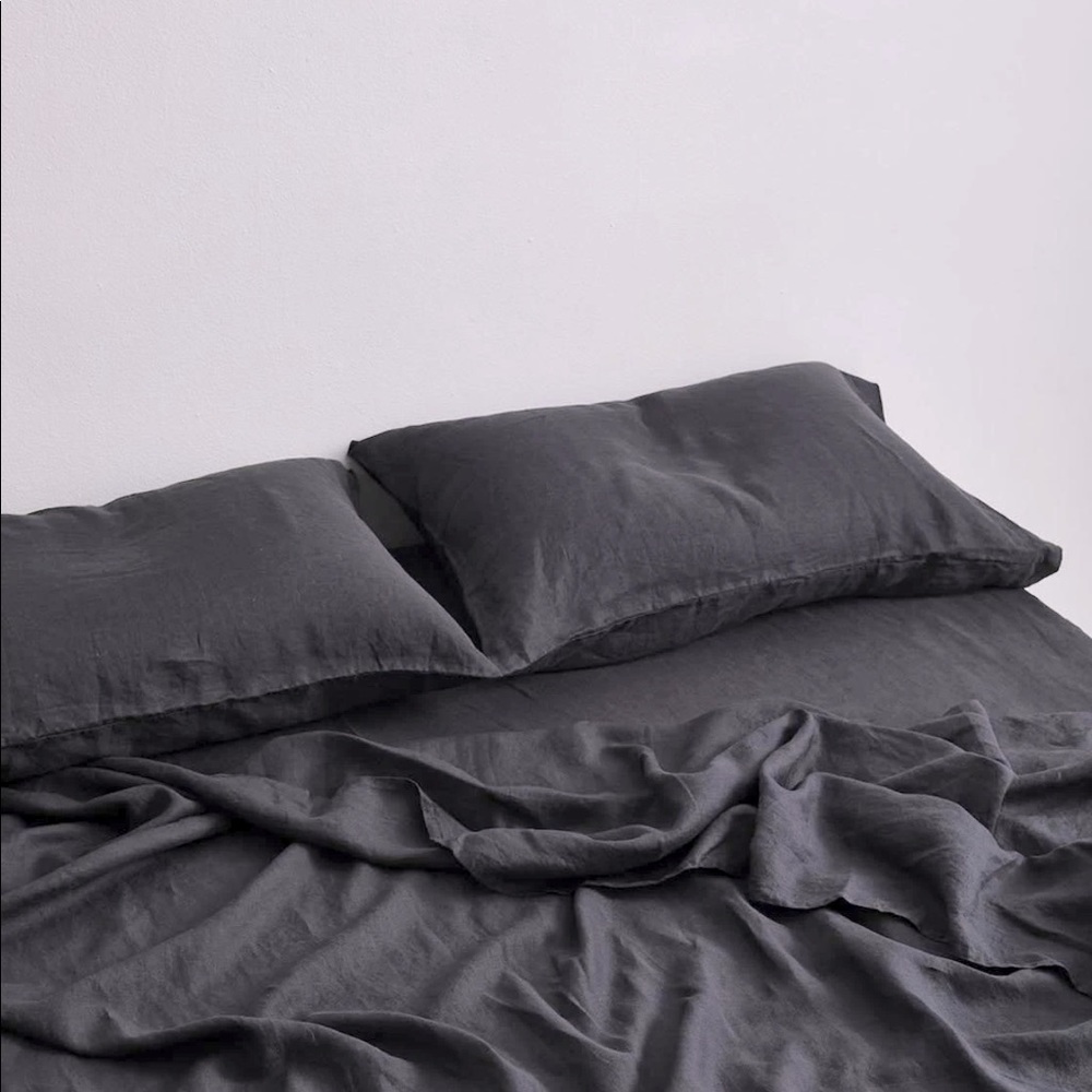 Bed Threads Charcoal 100% Flax Linen Flat Sheet